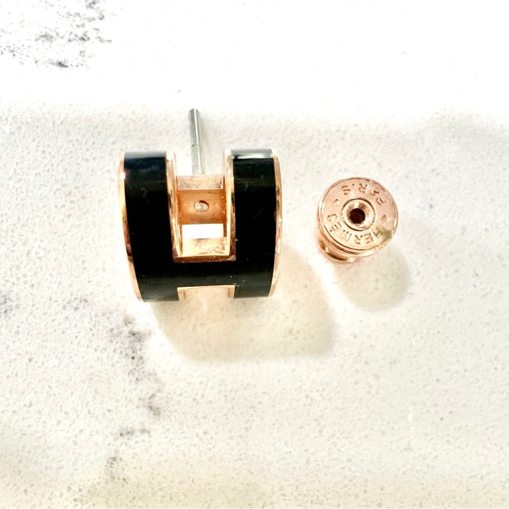 Hermes Black and Gold Earrings - Picture 7 of 7